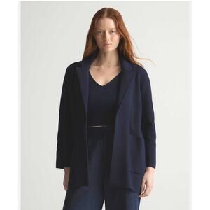 QUINCE Women's Navy Blue 100% Organic Cotton Cardigan
